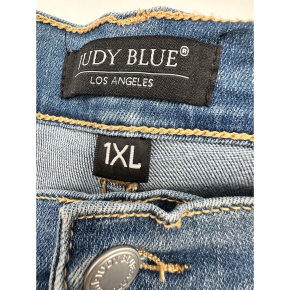 Judy Blue Jeans Womens 1XL Pants Skinny Stretch Red Plaid Buffalo Distressed - Picture 5 of 12